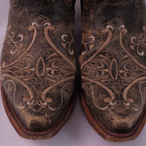 Circle G Women’s Western Boots Size 7 Brown Embroidered Square Toe - Picture 3 of 15